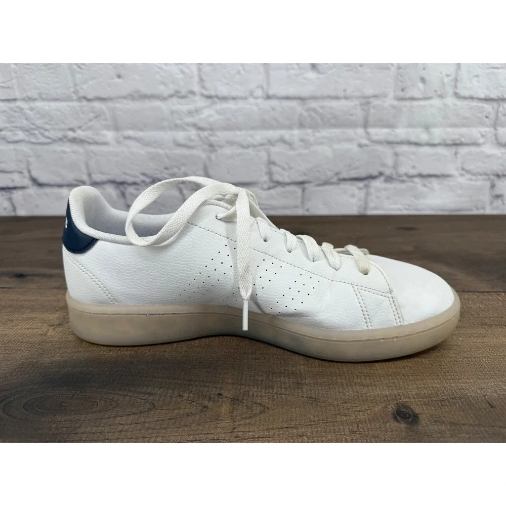 Adidas Advantage Ecogrind Men's White Low Top Sneakers‎ Shoes White/Navy Sz 10.5
